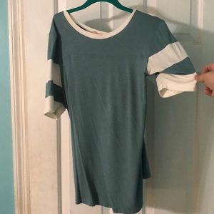Teal and white shirt